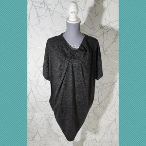 Bellambra Heathered Black Knit Pleated Twisted Front Batwing Dress